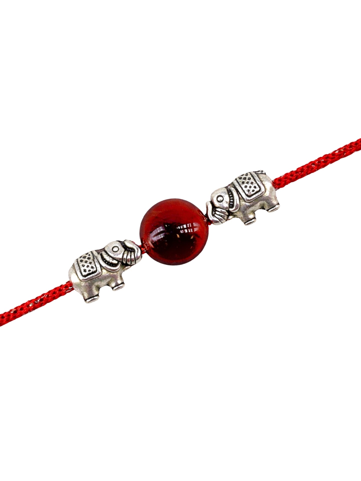 Elephant Charm Rakhi Bracelet Red For Bhai Bhaiya Bro