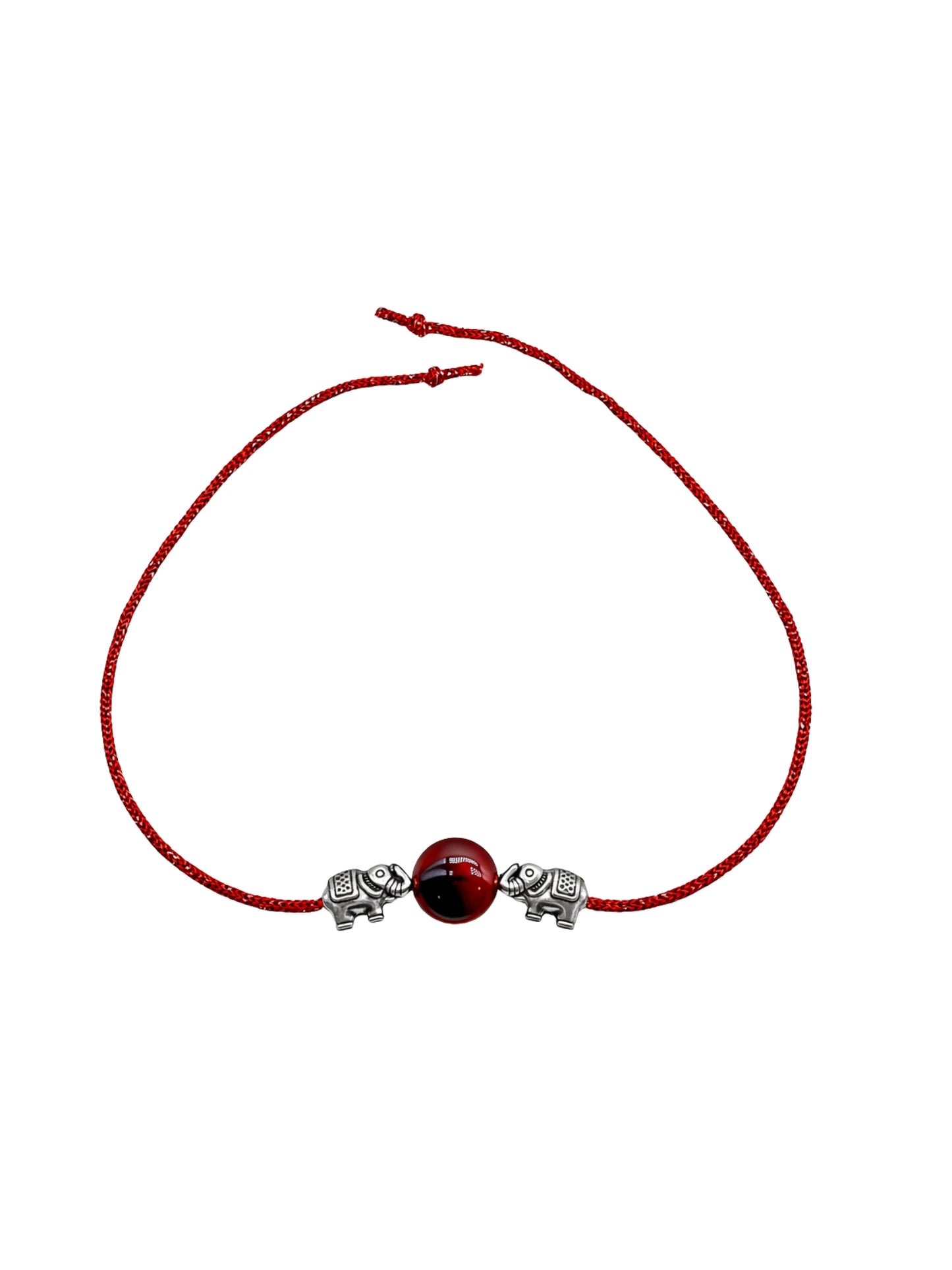 Elephant Charm Rakhi Bracelet Red For Bhai Bhaiya Bro