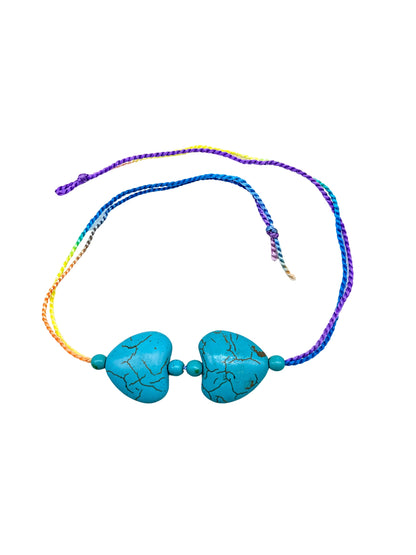 Turquoise Heart Stone Rakhi Bracelet For Bhai Bhaiya Bro