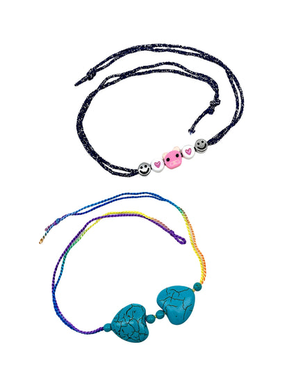 (Set of 2) Turquoise Heart Teddy Kids Rakhi Bracelet for Bro