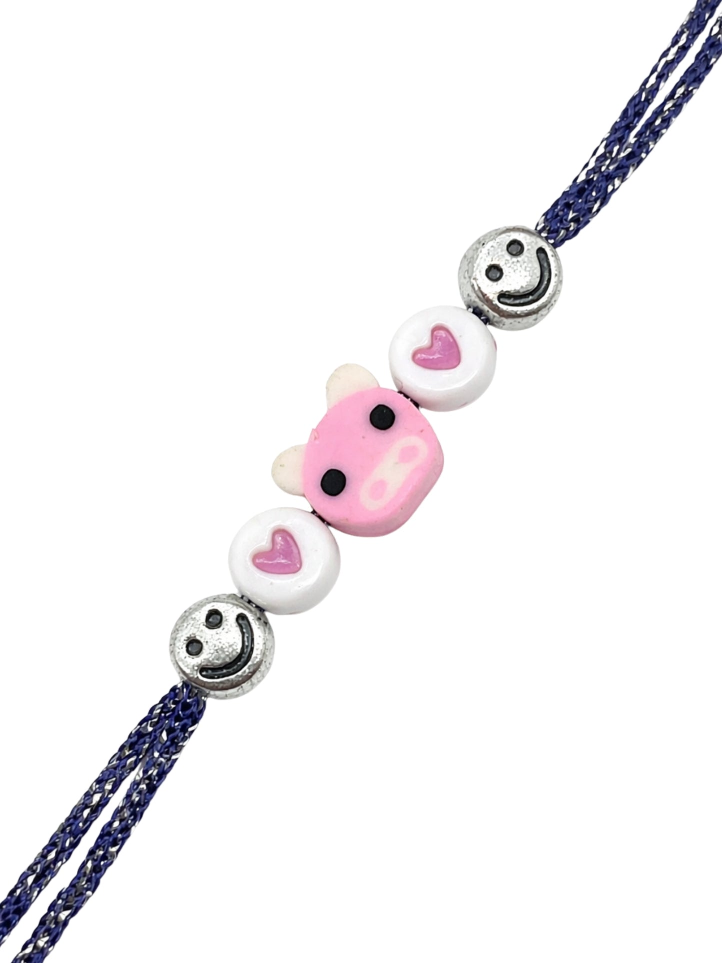 Teddy Smiley Heart Beads Kids Rakhi Bracelet For Bhai Bro