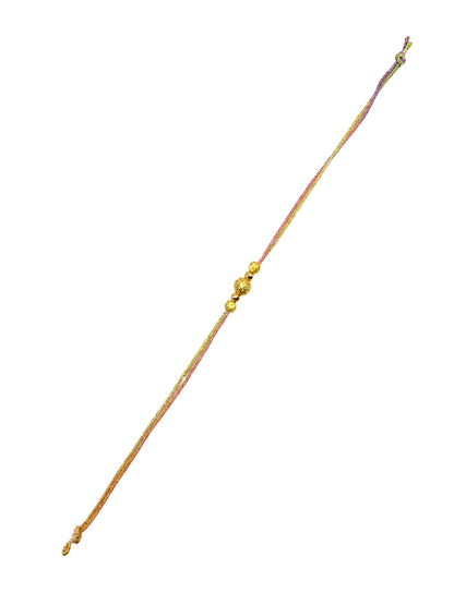 Gold Beaded Rakhi Bracelet Multicolor Thread For Bhai Bro