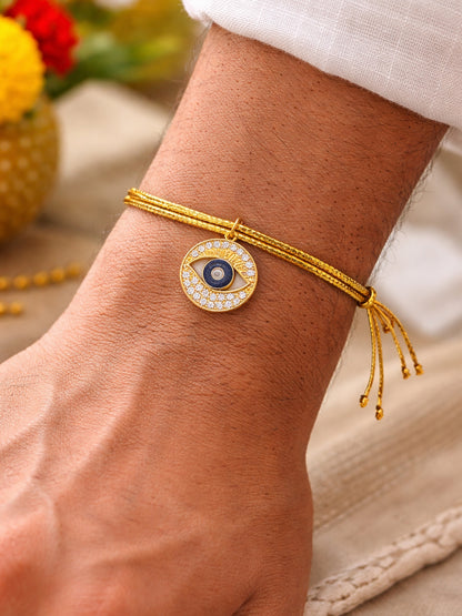 Evil Eye Pendant Bracelet Rakhi For Bhai Bhaiya Bro
