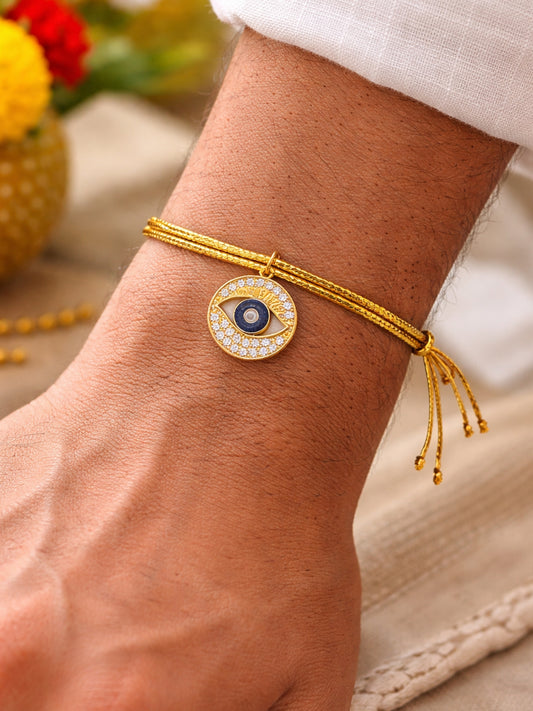 Evil Eye Pendant Bracelet Rakhi For Bhai Bhaiya Bro