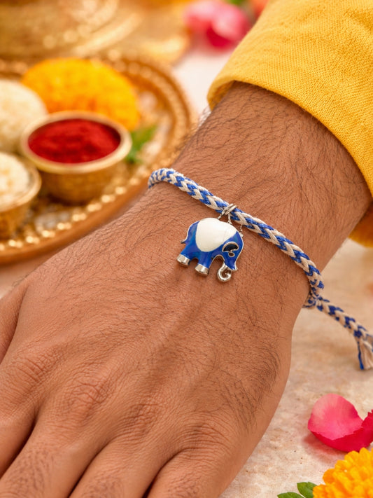 Blue Elephant Rakhi Bracelet For Bhai Bhaiya Bro
