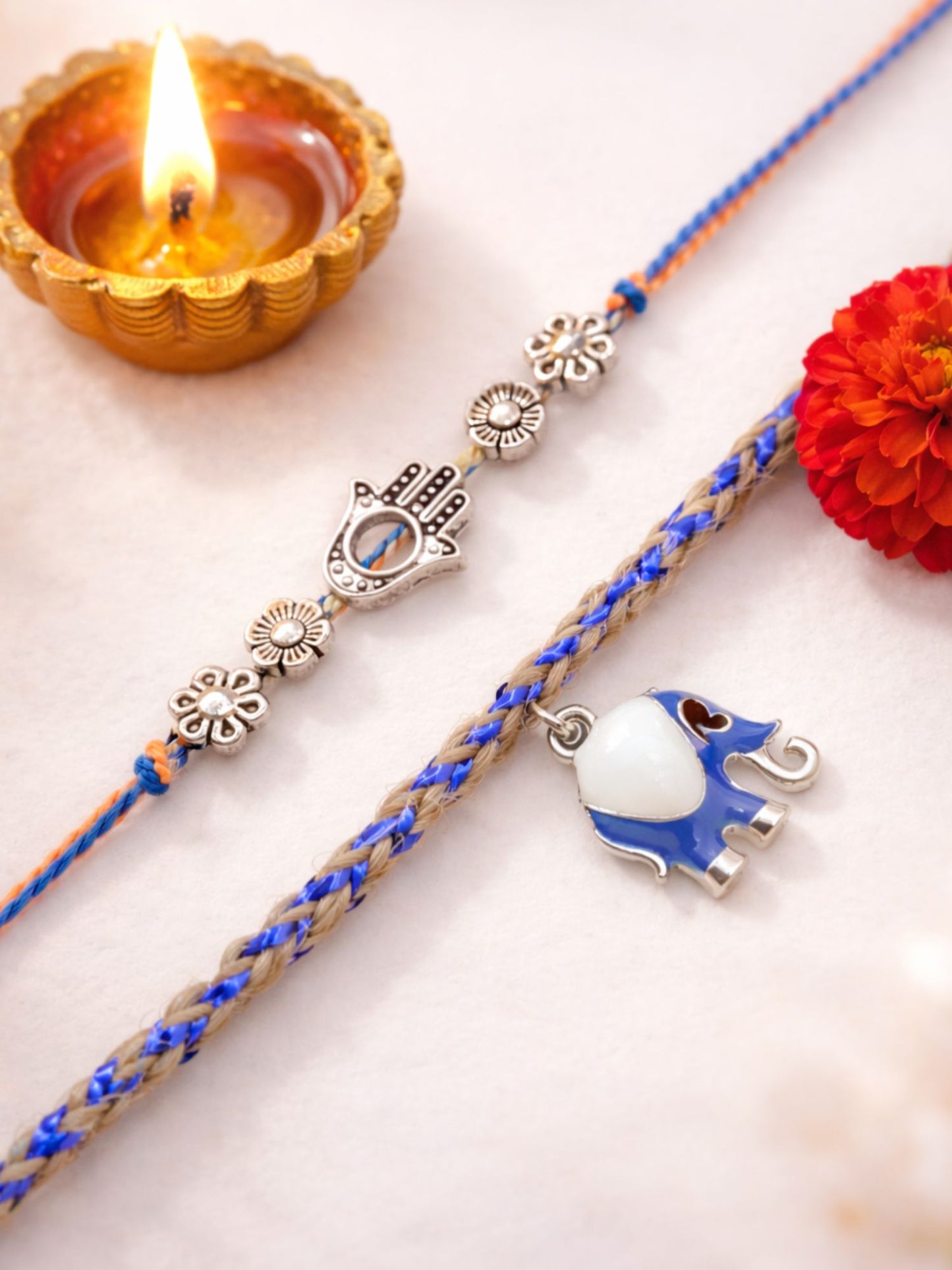 (Set of 2) Hamsa Elephant Rakhi Bracelet for Bhai Bhaiya Bro