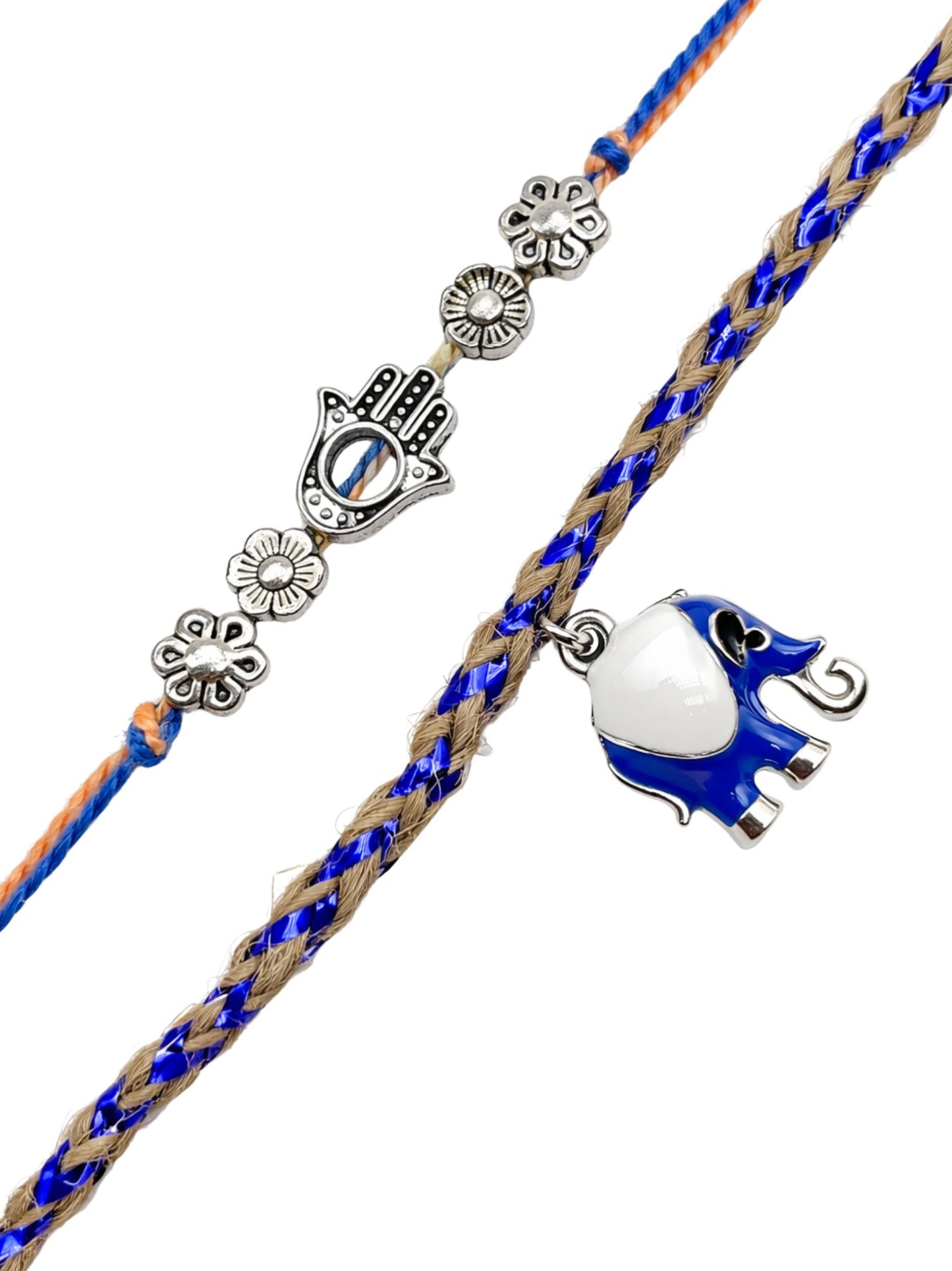 (Set of 2) Hamsa Elephant Rakhi Bracelet for Bhai Bhaiya Bro