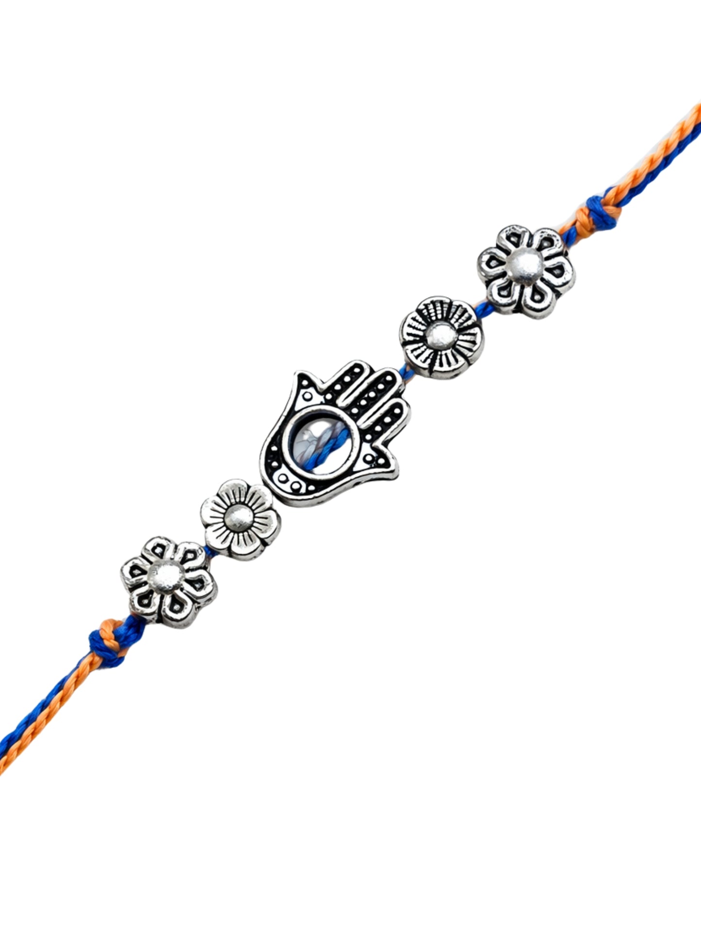 Silver-Plated Hamsa Bracelet Rakhi For Bhai Bhaiya Bro