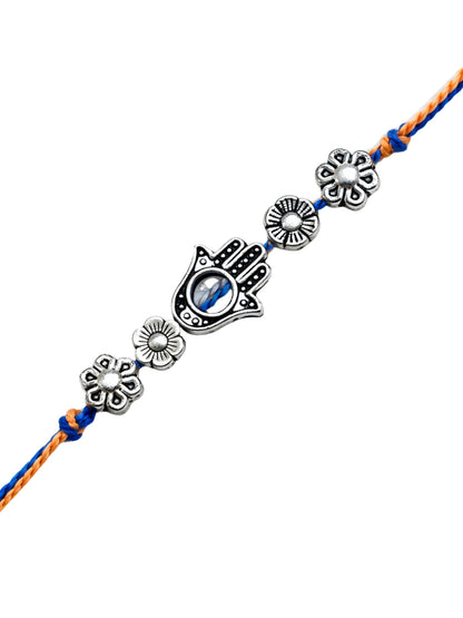 Silver-Plated Hamsa Bracelet Rakhi For Bhai Bhaiya Bro