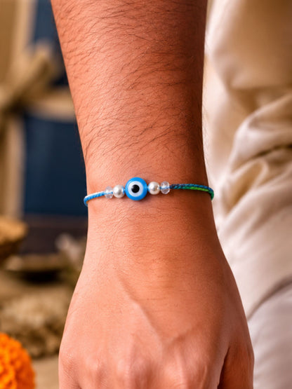 Blue Evil Eye Charm Rakhi Bracelet For Bhai Bro