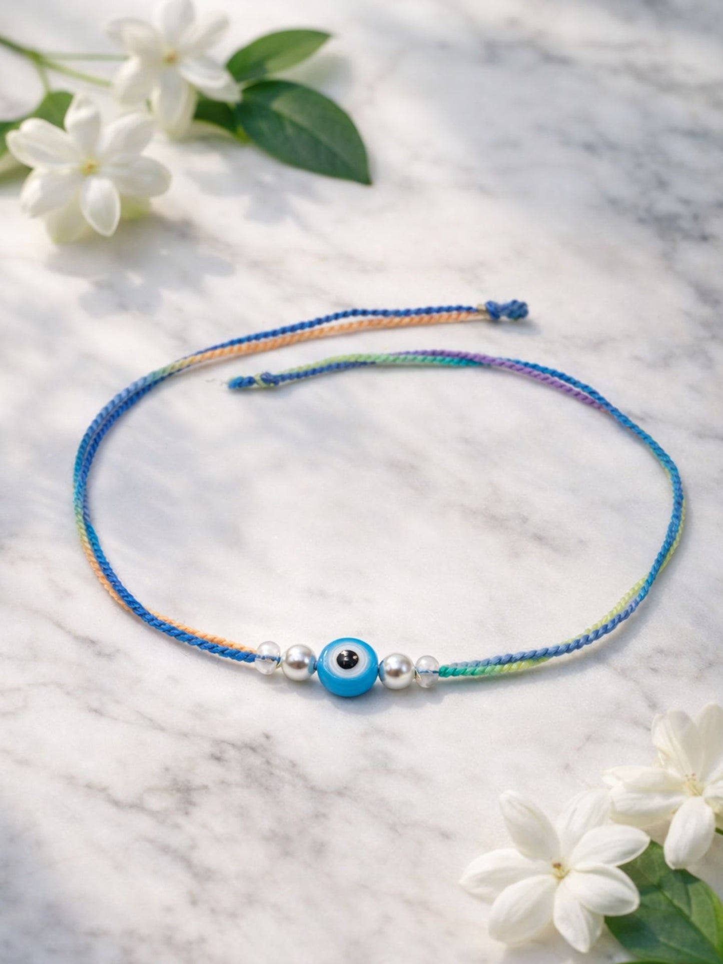 Blue Evil Eye Charm Rakhi Bracelet For Bhai Bro