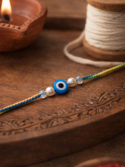 Blue Evil Eye Charm Rakhi Bracelet For Bhai Bro