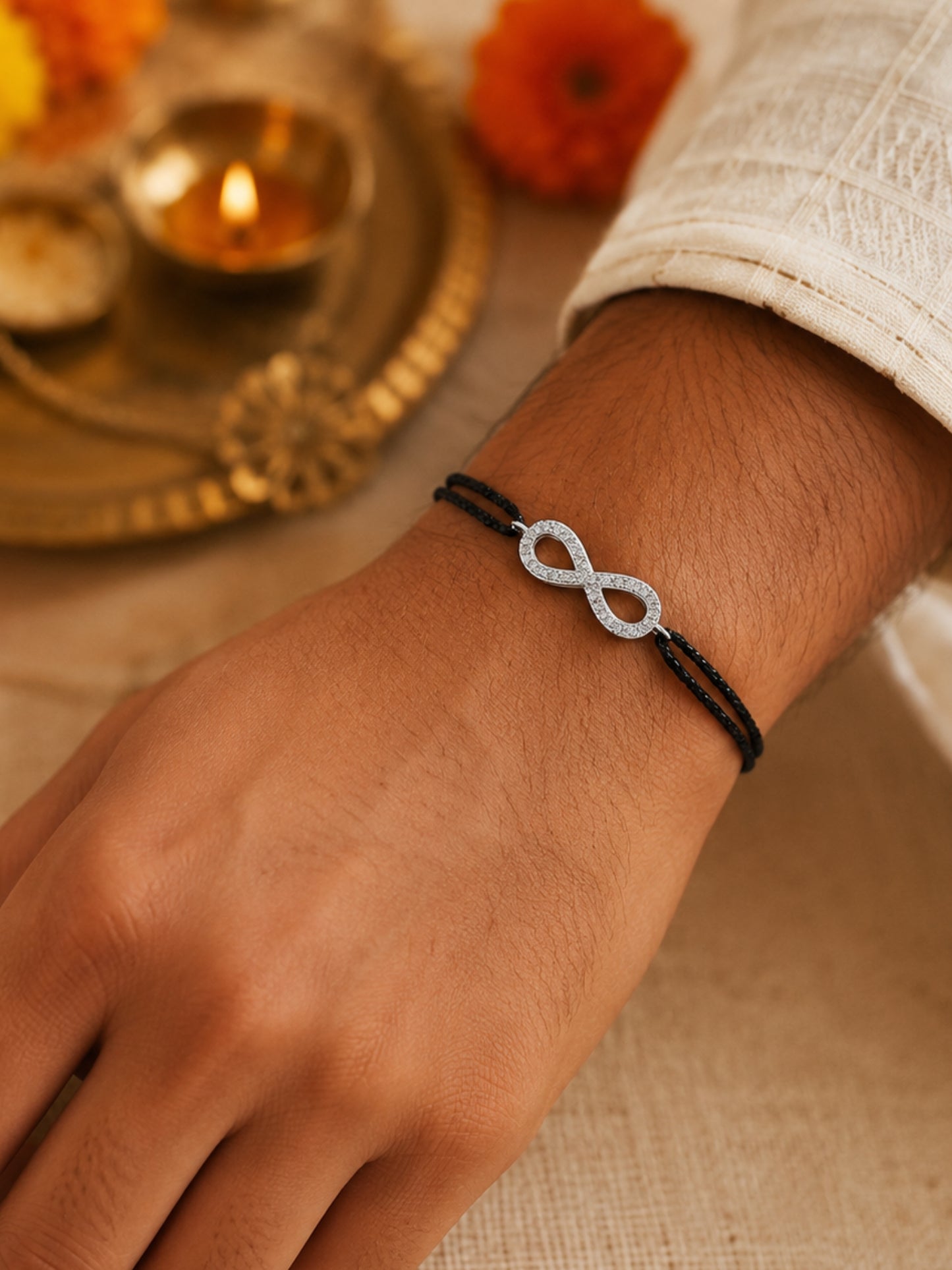 Silver Infinity Bracelet Rakhi For Bhai Bhaiya Bro