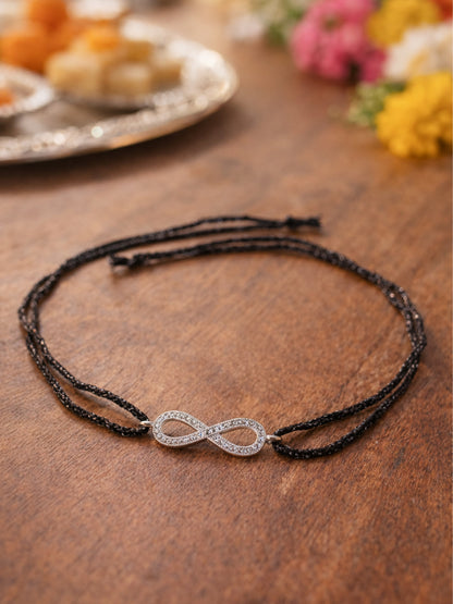 Silver Infinity Bracelet Rakhi For Bhai Bhaiya Bro
