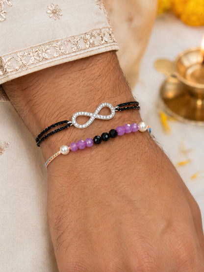 (Set of 2) Infinity Crystal Rakhi Bracelet For Bhaiya Bro