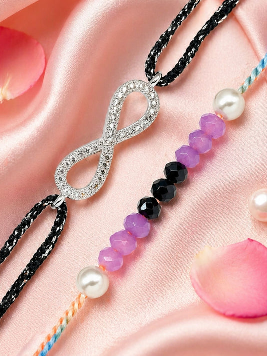 (Set of 2) Infinity Crystal Rakhi Bracelet For Bhaiya Bro