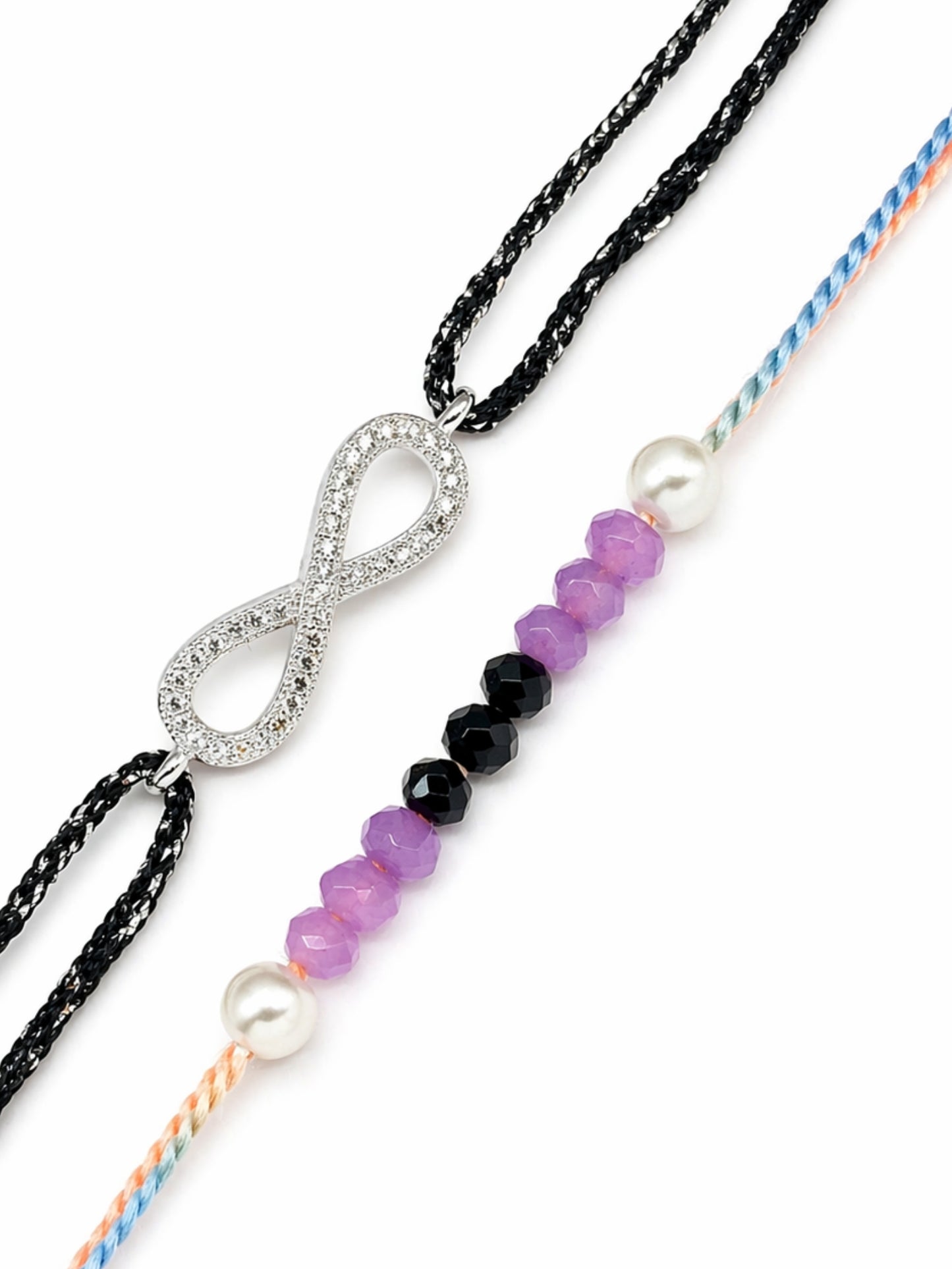 (Set of 2) Infinity Crystal Rakhi Bracelet For Bhaiya Bro