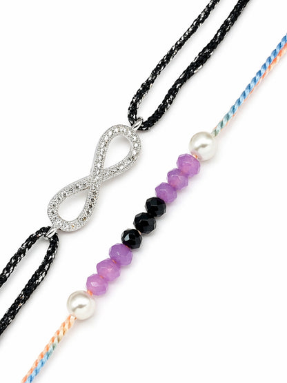 (Set of 2) Infinity Crystal Rakhi Bracelet For Bhaiya Bro