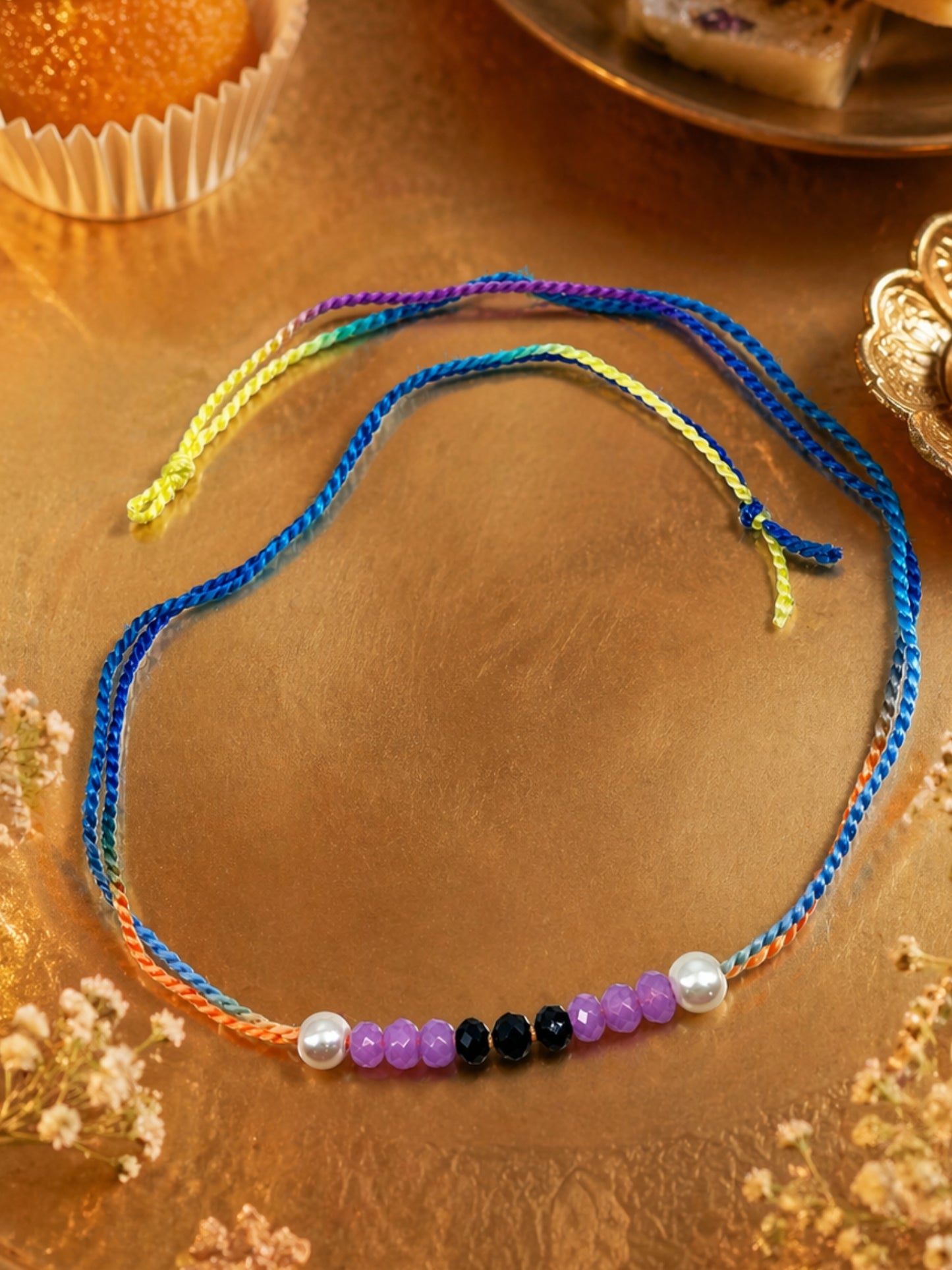 Beaded Pearl Rakhi Bracelet For Bhai Bhaiya Bro Gift