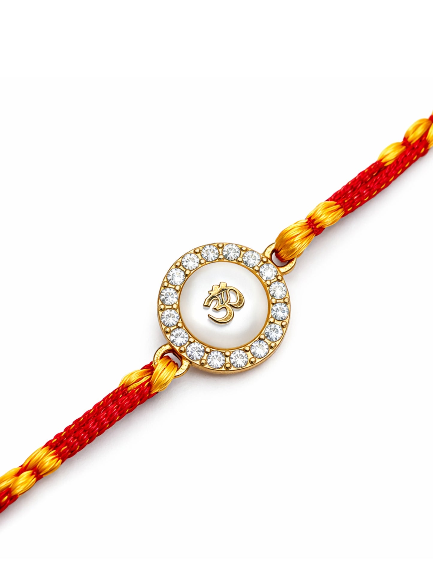 Gold Om Charm Bracelet Rakhi For Bhai Bhaiya Bro