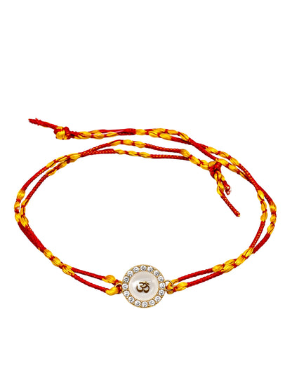 Gold Om Charm Bracelet Rakhi For Bhai Bhaiya Bro
