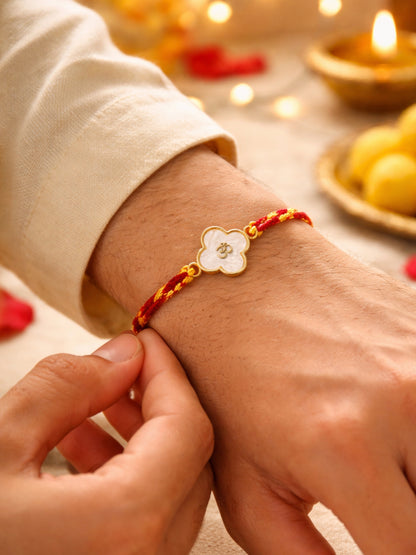 Gold Om Charm Rakhi Bracelet For Bhai Bhaiya Bro Gift