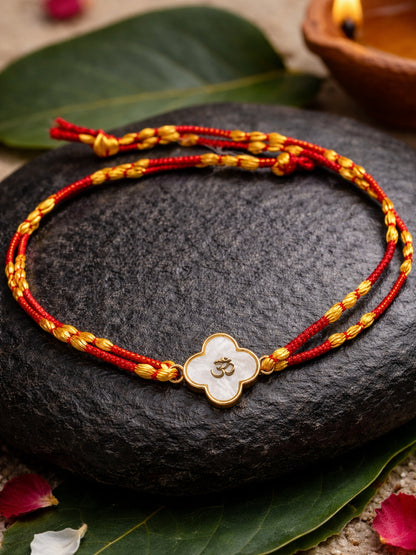 Gold Om Charm Rakhi Bracelet For Bhai Bhaiya Bro Gift