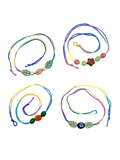 (Set of 4) Kids Evil Eye Leaf Rakhi Bracelet Bro