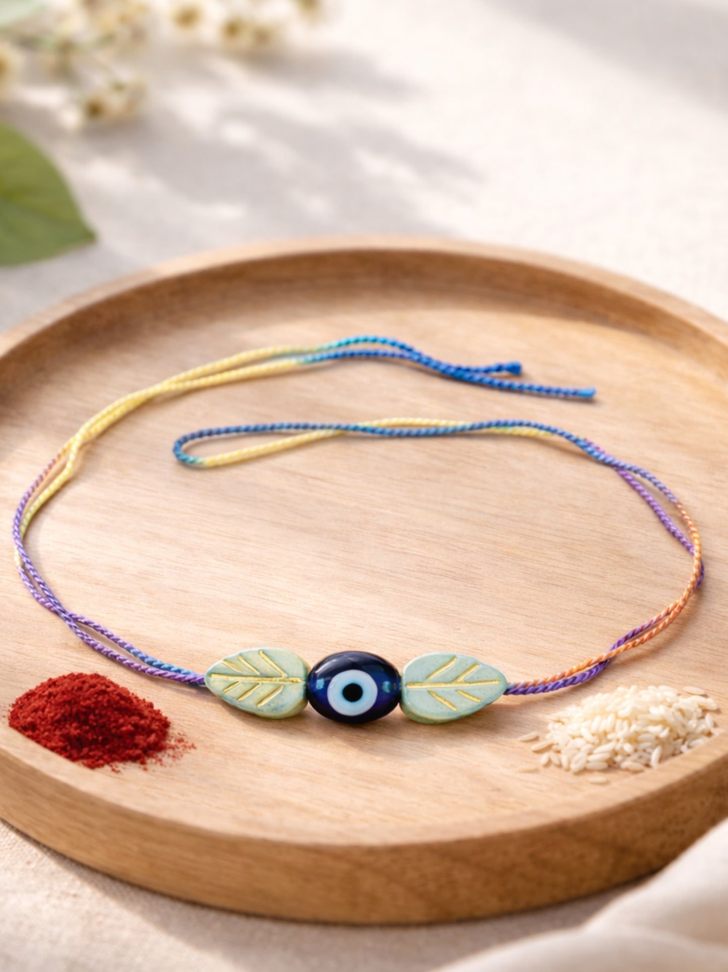 Evil Eye Leaf Kids Rakhi Bracelet For Bhai Bhaiya Bro