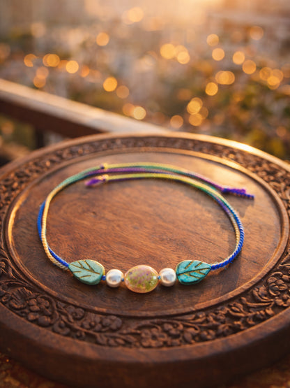 Leaf Stone Pearl Kids Rakhi Bracelet For Bhai Bhaiya Bro Gift