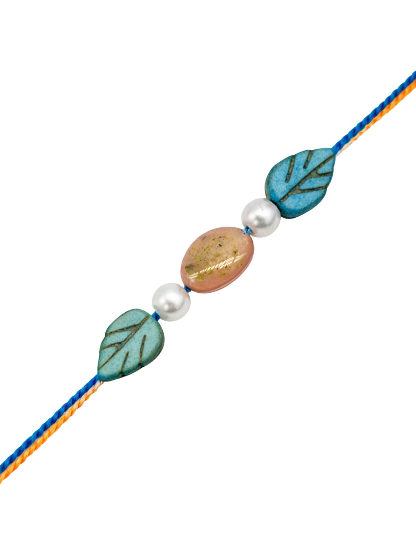 Leaf Stone Pearl Kids Rakhi Bracelet For Bhai Bhaiya Bro Gift