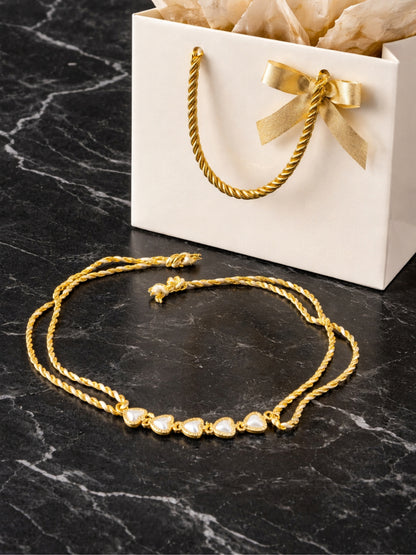 Gold-Plated Heart Pearl Bracelet Rakhi For Bhai Bhaiya Bro