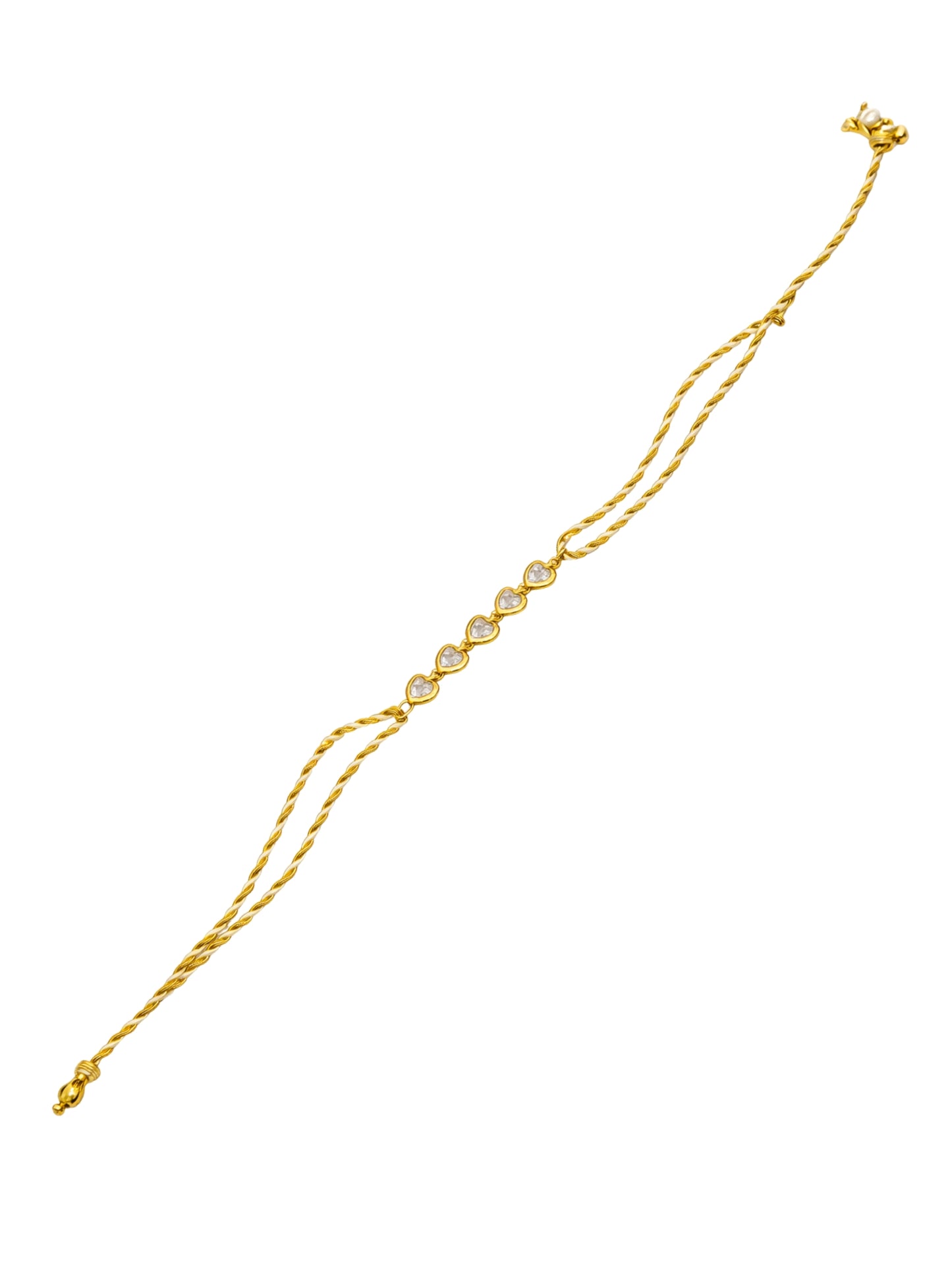 Gold-Plated Heart Pearl Bracelet Rakhi For Bhai Bhaiya Bro