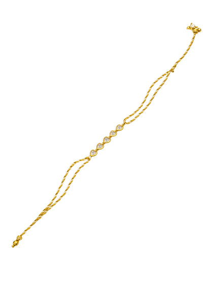 Gold-Plated Heart Pearl Bracelet Rakhi For Bhai Bhaiya Bro