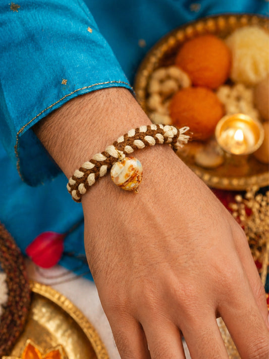 Natural Stone Rakhi Bracelet For Bhai Bhaiya Bro Gift