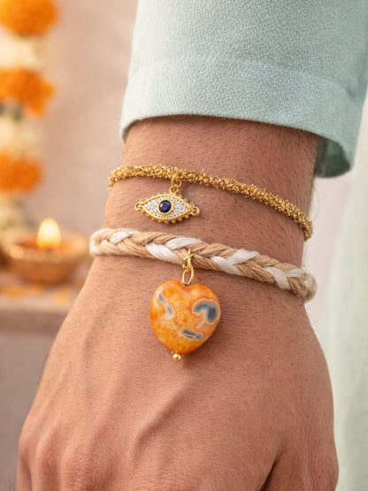 (Set of 2) Evil Eye Natural Stone Bracelet For Bhaiya Bro