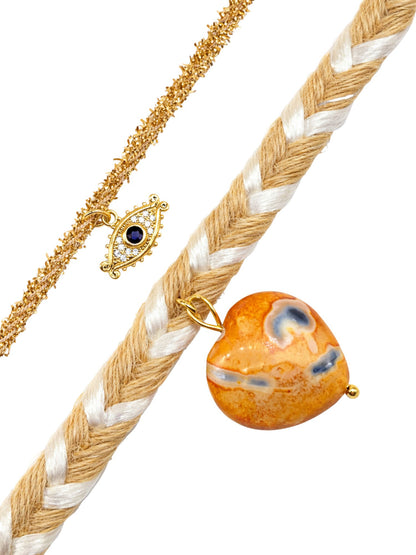 (Set of 2) Evil Eye Natural Stone Bracelet For Bhaiya Bro