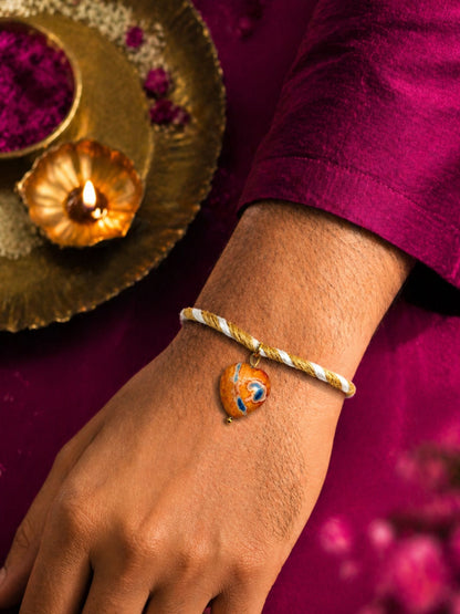 Healing Stone Heart Bracelet Rakhi For Bhai Bhaiya Bro Gift