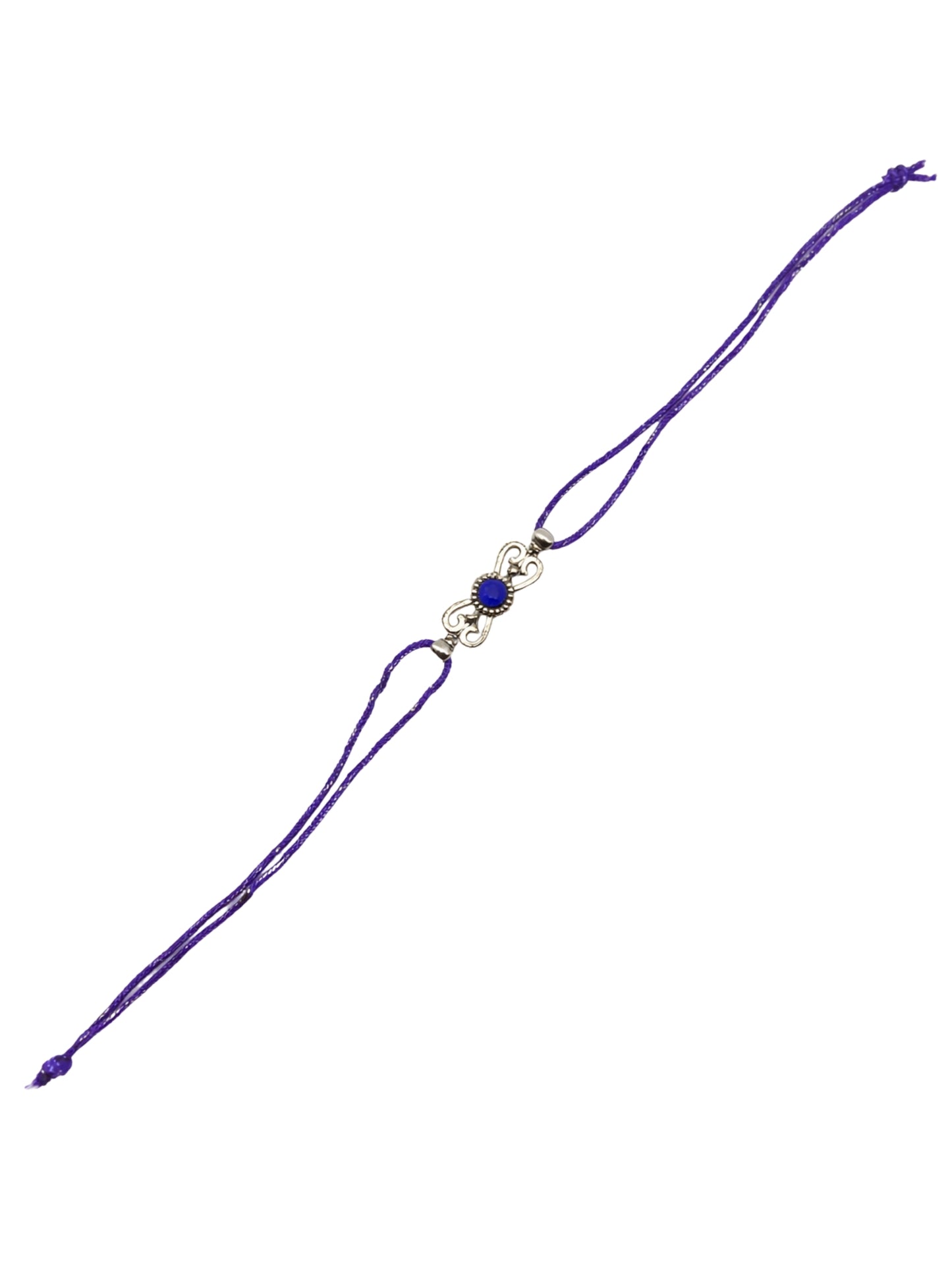 Silver Plated Blue Stone Bracelet Rakhi For Bhai