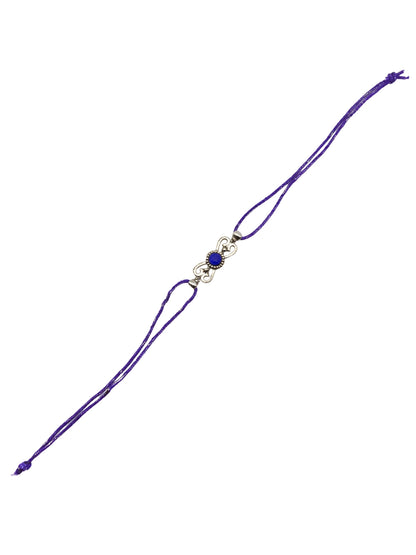 Silver Plated Blue Stone Bracelet Rakhi For Bhai