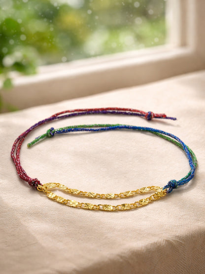 Gold Plated Double Chain Bracelet Rakhi For Bhai Bhaiya Bro