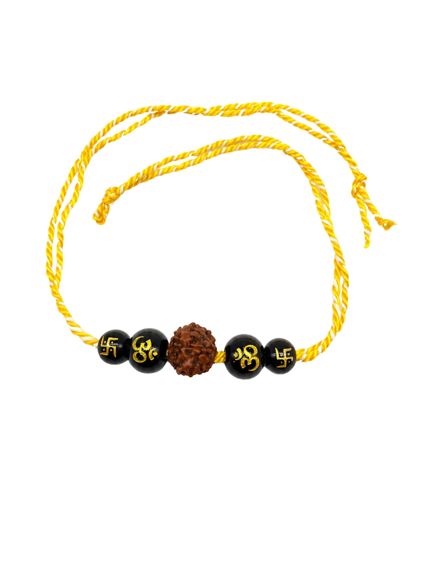 Rudraksha Black Beads Bracelet Rakhi For Bhai Bhaiya Bro