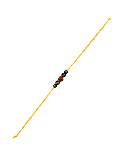 Rudraksha Black Beads Bracelet Rakhi For Bhai Bhaiya Bro