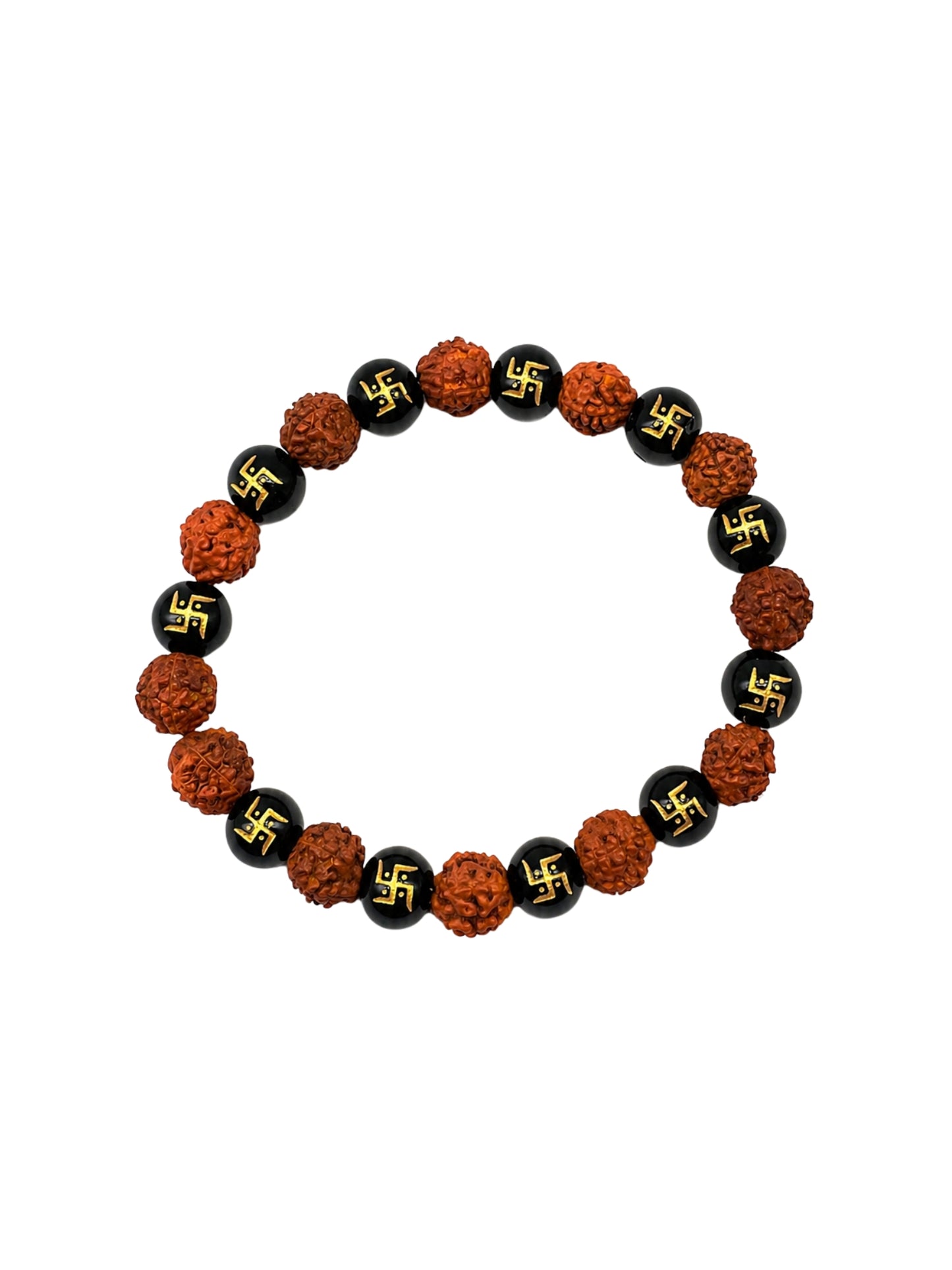 Rudraksha Swastik Beaded Bracelet Rakhi For Bhai Bhaiya Bro
