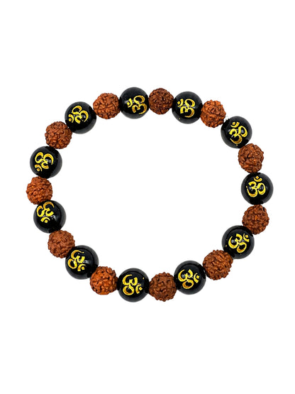 Om Rudraksha Beaded Bracelet Rakhi For Bhai Bhaiya Bro