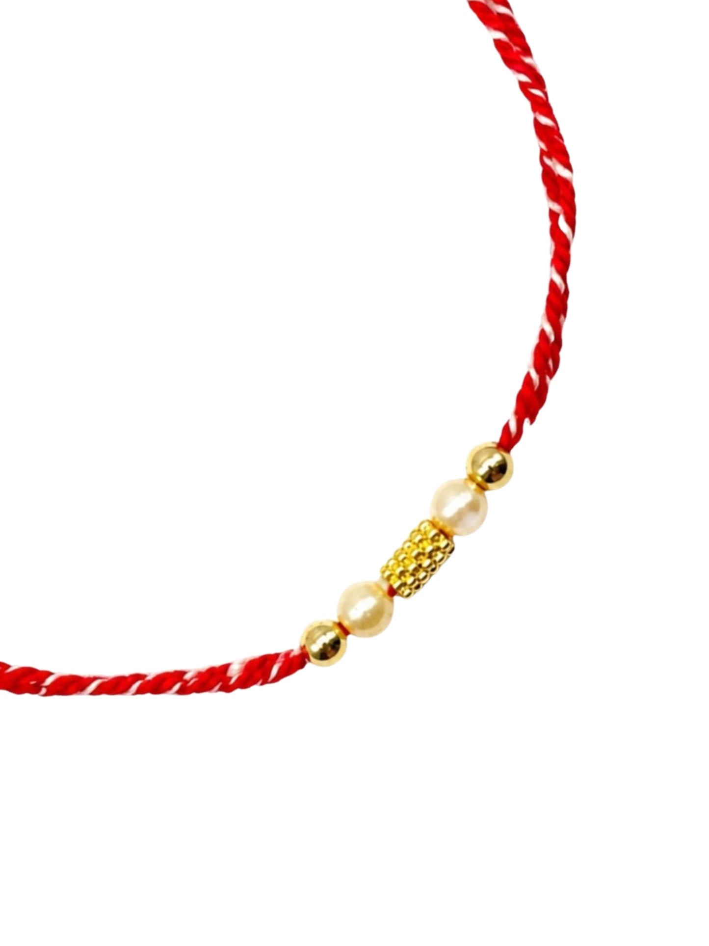 Gold-Plated Pearl Rakhi Bracelet For Bhai Bhaiya Bro
