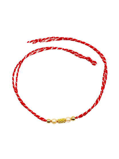 Gold-Plated Pearl Rakhi Bracelet For Bhai Bhaiya Bro