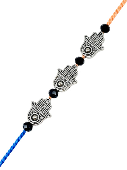 Silver-Plated Hamsa Bracelet Rakhi For Bhai Bhaiya Bro