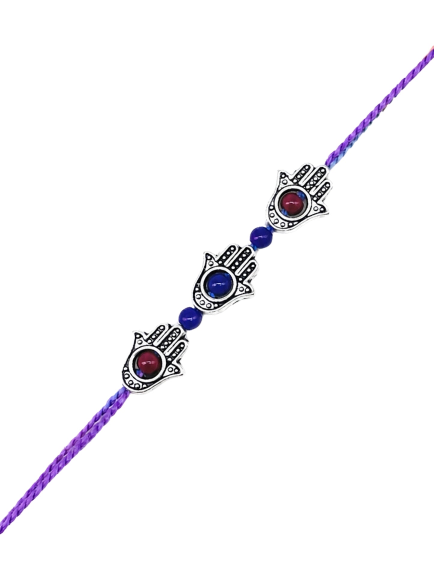 Red Blue Evil Eye Hamsa Rakhi Bracelet For Bhai Bhaiya Bro