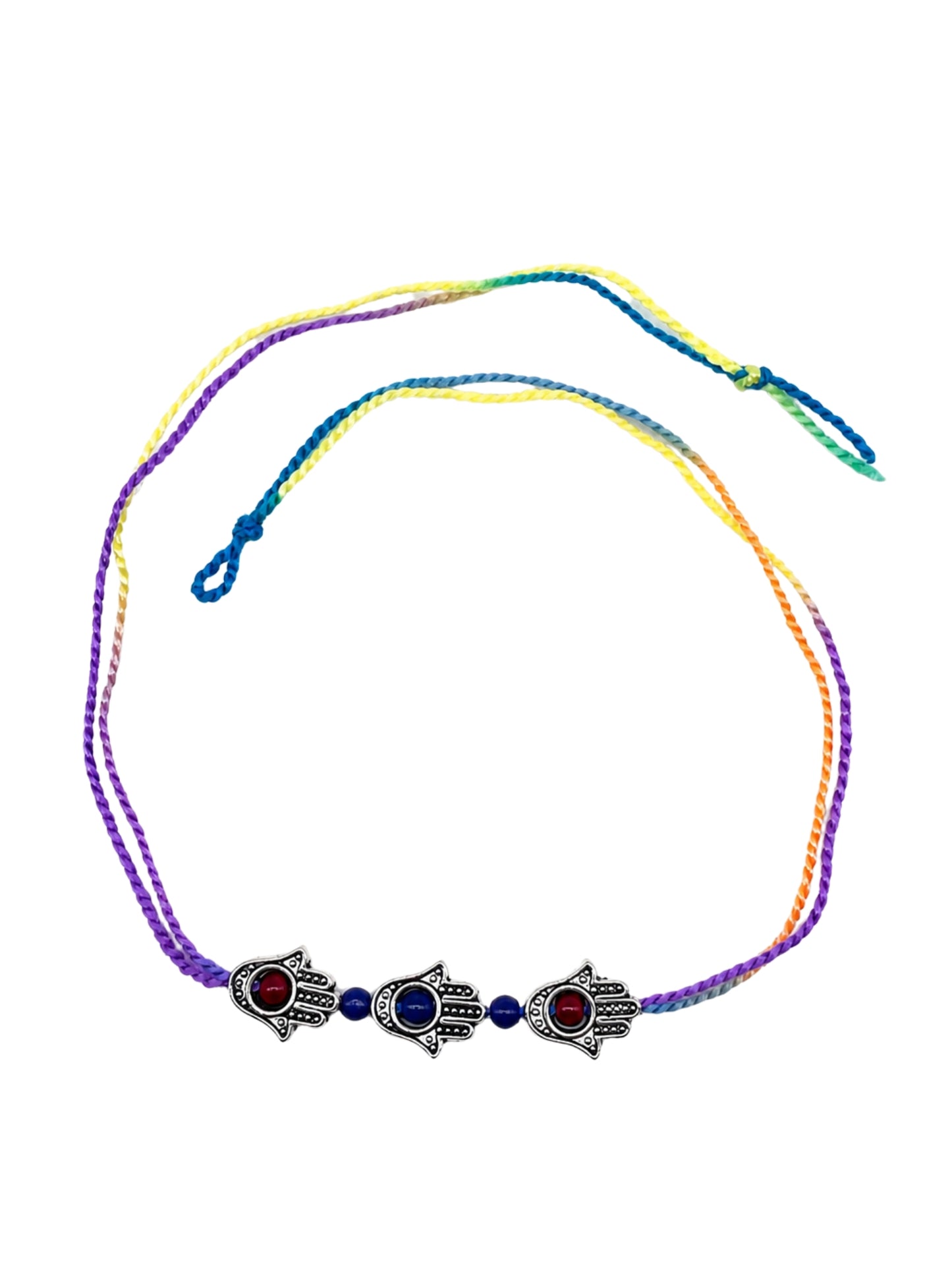 Red Blue Evil Eye Hamsa Rakhi Bracelet For Bhai Bhaiya Bro